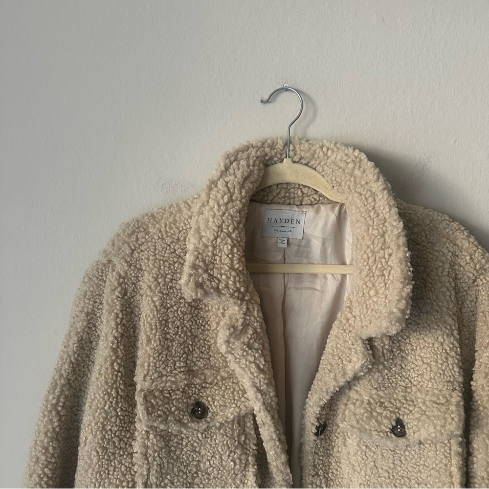Hayden Sherpa Button Shaket in Cream Large - Picture 5 of 14